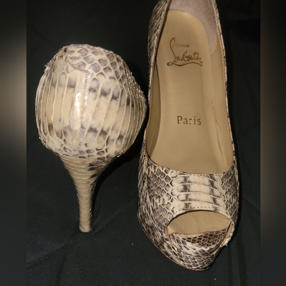 White Python "Red Bottom" Pumps - Picture 6 of 8